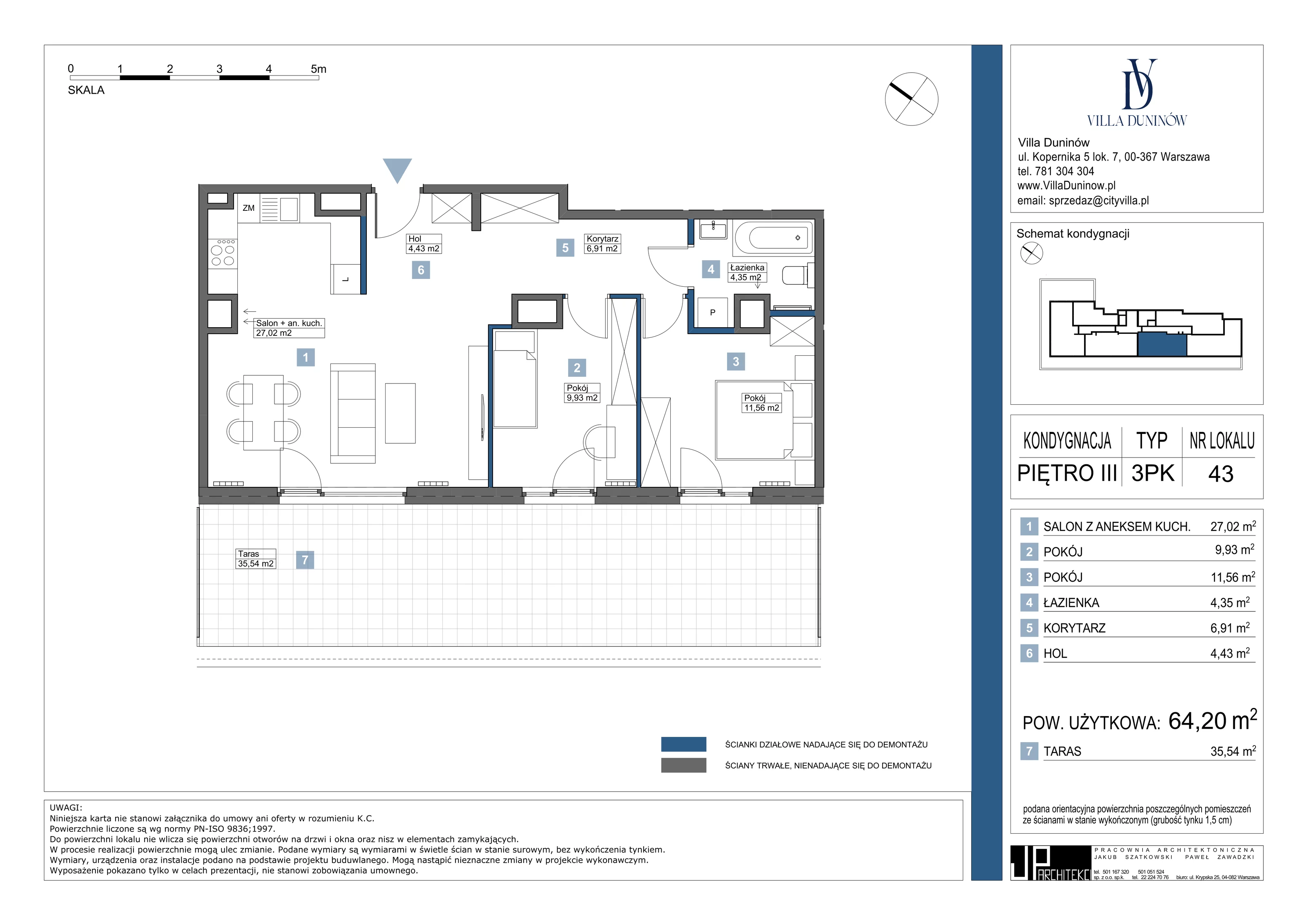 Mieszkanie 64,20 m², piętro 3, oferta nr 43, Villa Duninów, Warszawa, Białołęka, Henryków, ul. Duninów 7